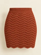 Ripple Mini Skirt in Terracotta, front view