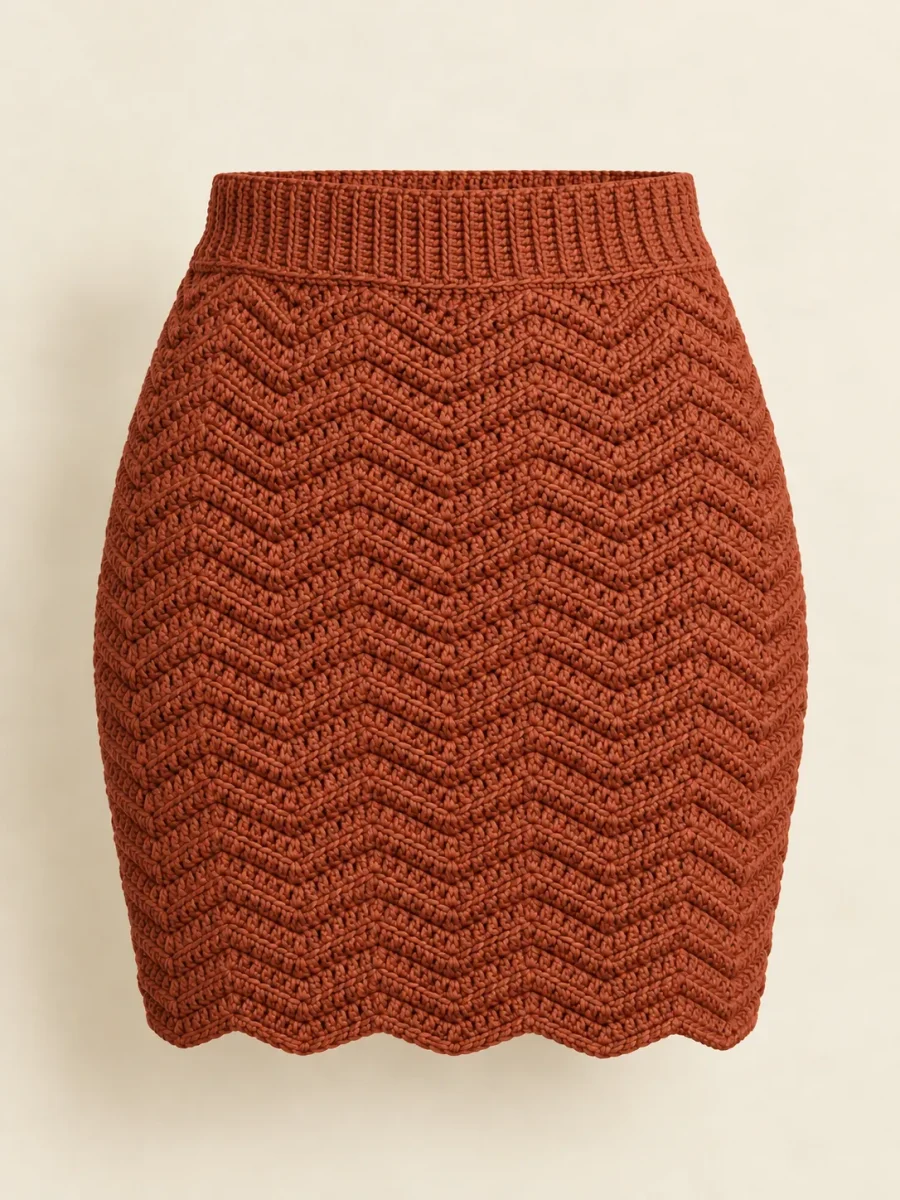 Ripple Mini Skirt in Terracotta, front view