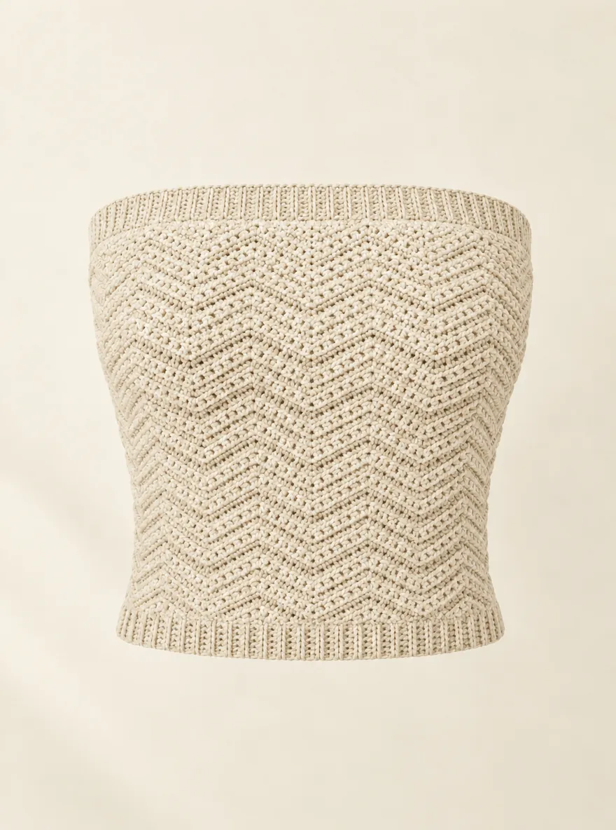 Ripple Tube Top in Milk, front view