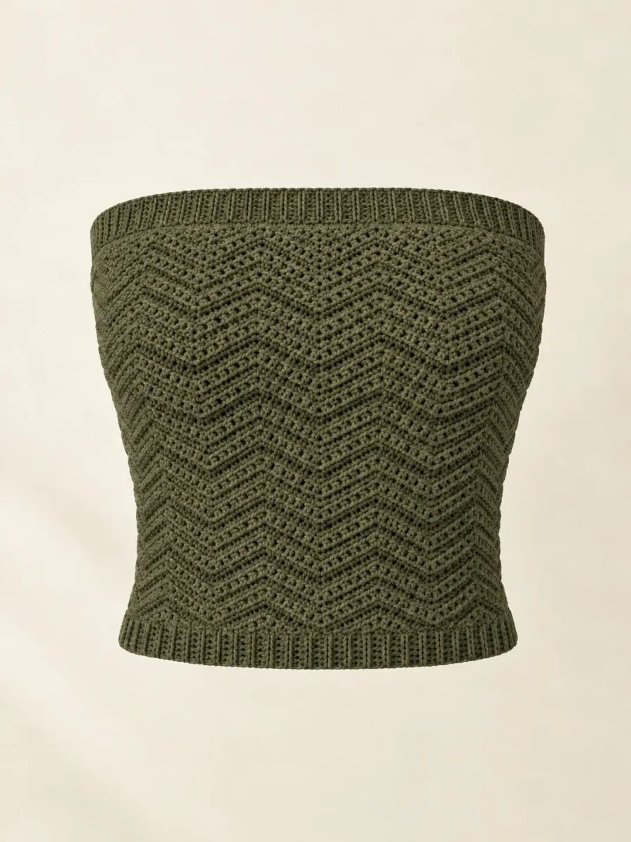 Ripple Tube Top in Olive, front view
