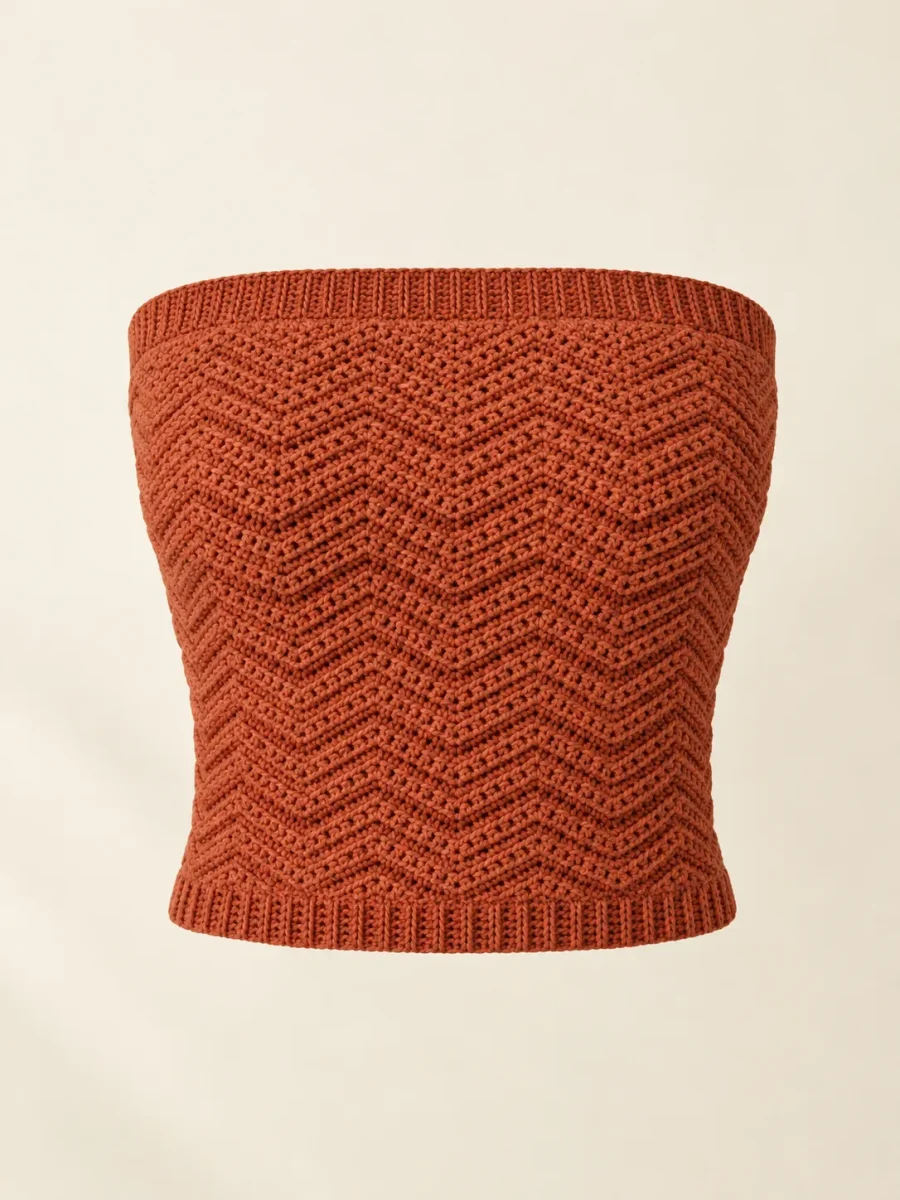Ripple Tube Top in Terracotta, front view