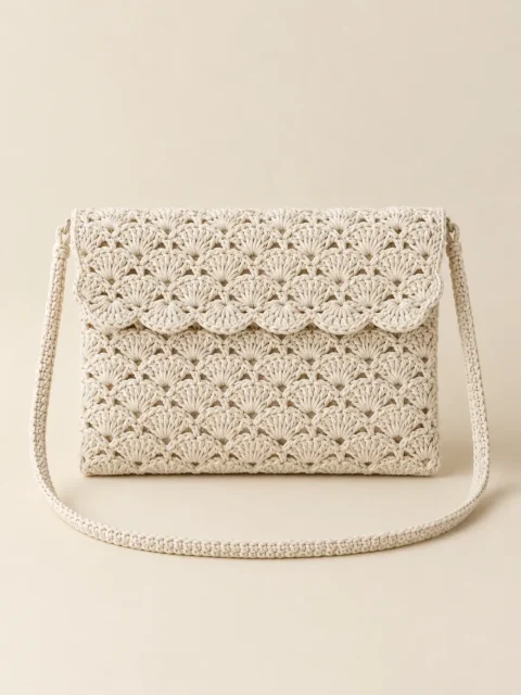 Shell Clutch in Milk, front view