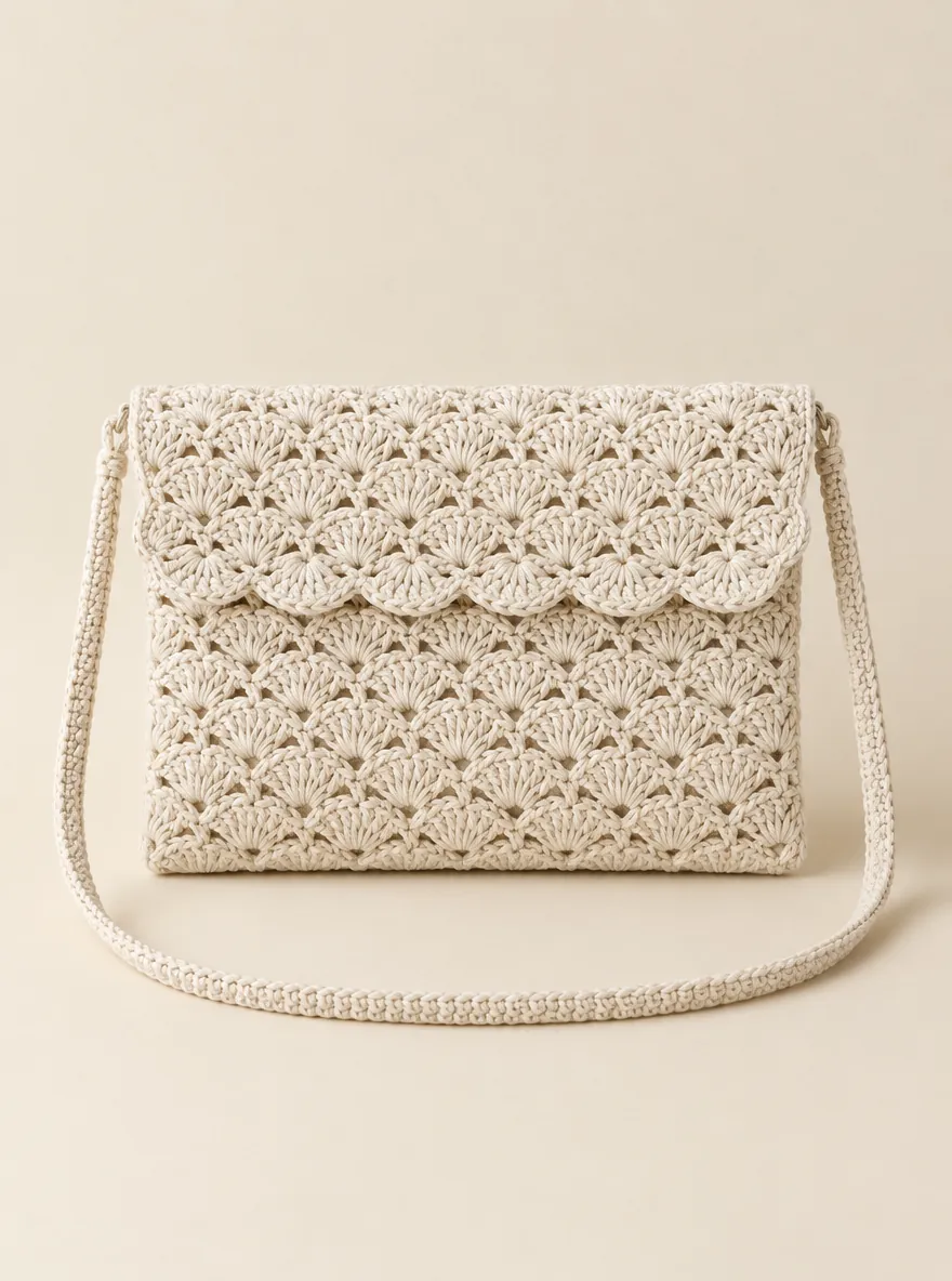 Shell Clutch in Milk, front view