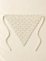 Shell Hair Scarf in Milk, front view
