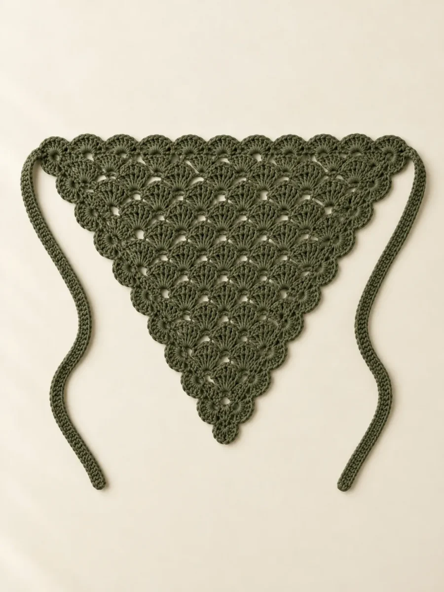 Shell Hair Scarf in Olive, front view