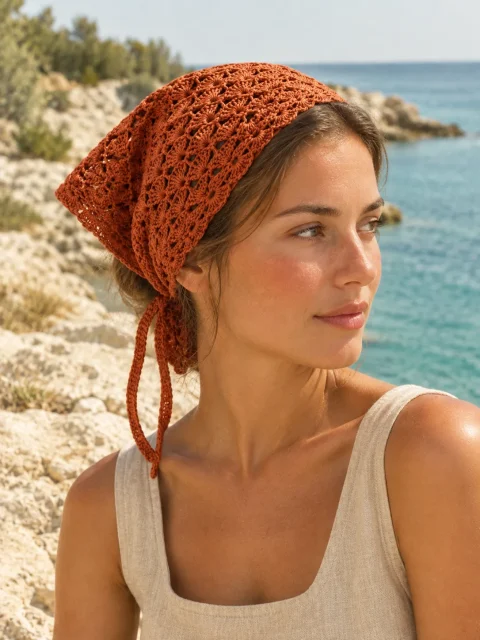 Shell Hair Scarf, worn