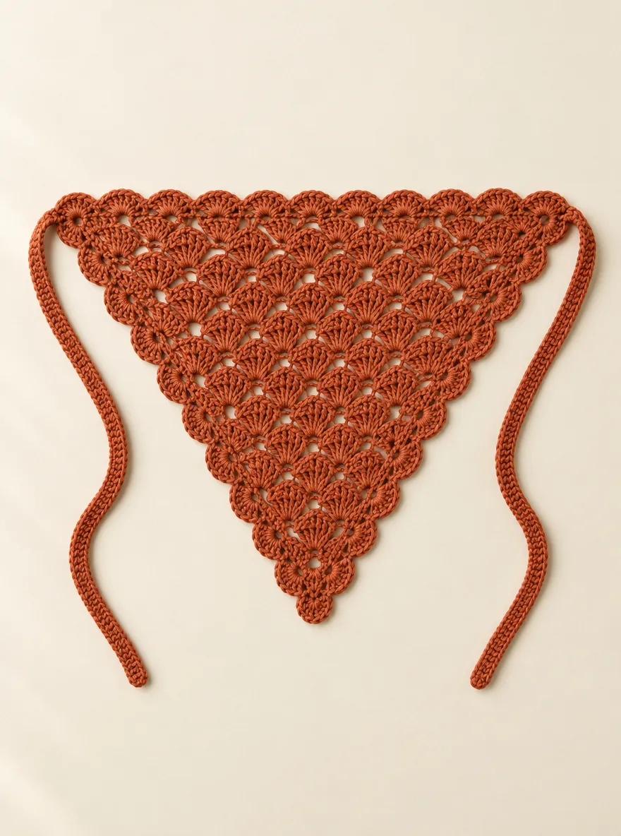 Shell Hair Scarf in Terracotta, front view