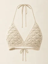 Shell Halter Top in Milk, front view