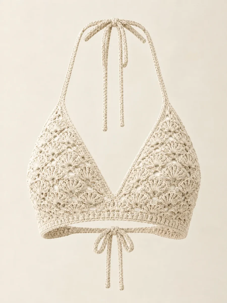 Shell Halter Top in Milk, front view