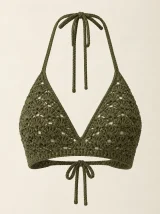 Shell Halter Top in Olive, front view