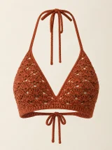 Shell Halter Top in Terracotta, front view