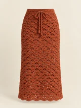 Shell Midi Skirt in Terracotta, front view