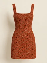 Shell Mini Dress in Terracotta, front view