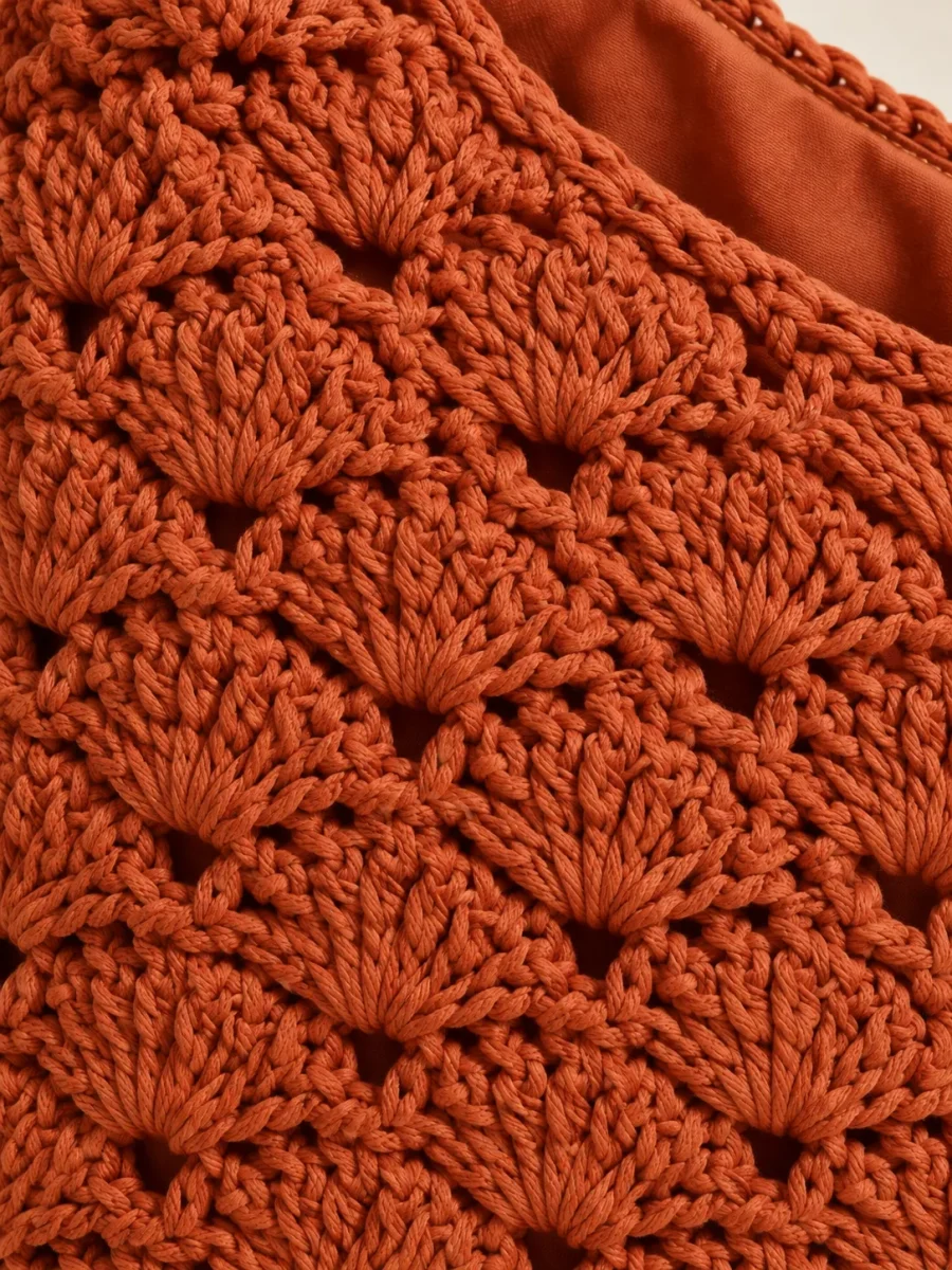 Shell Shoulder Bag, close-up of the stitch