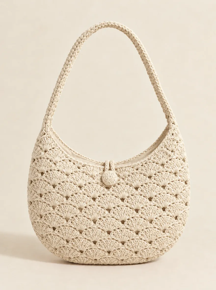 Shell Shoulder Bag in Milk, front view