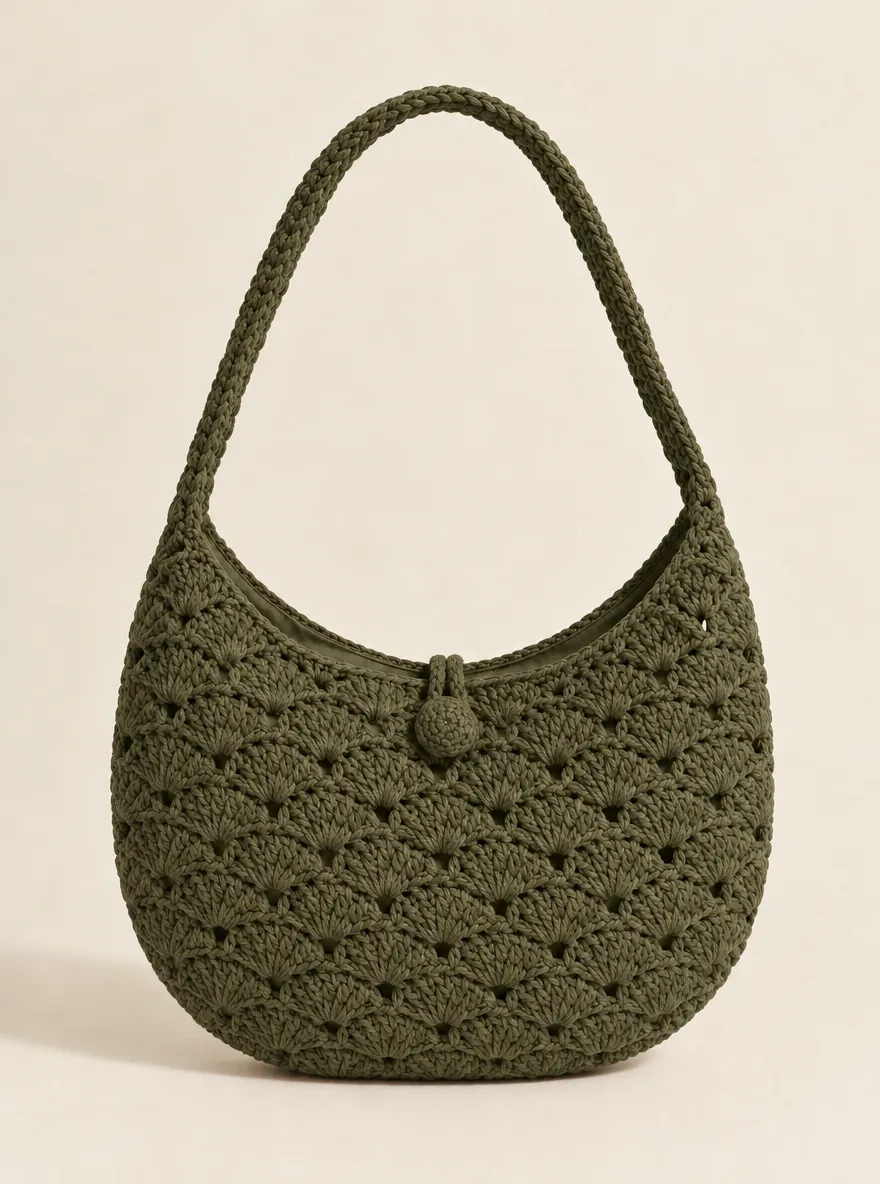 Shell Shoulder Bag in Olive, front view