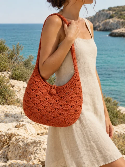 Shell Shoulder Bag, worn